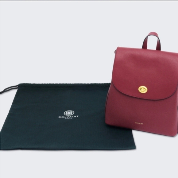Bolvaint Geneviève Paris Backpack Purse Fine Leather Luxury Tote Bag Plum red - Picture 2 of 16
